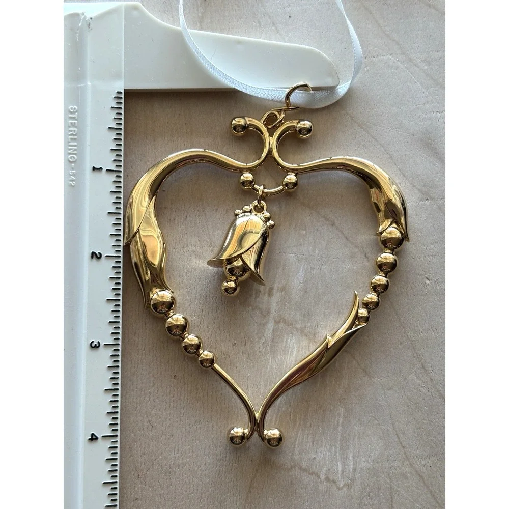 Georg Jensen Christmas Ornament Johanne Heart 24k Gold Plated Original Box Bag